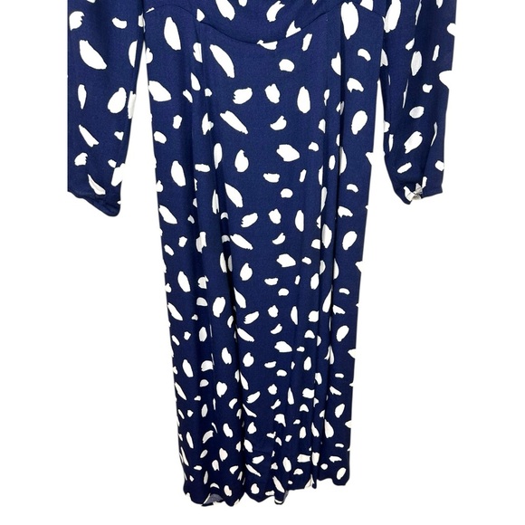Reformation - Women’s ‘Sigmund’ Midi Dress in Splatter Print - Navy Blue, Size 2 - Picture 10 of 17